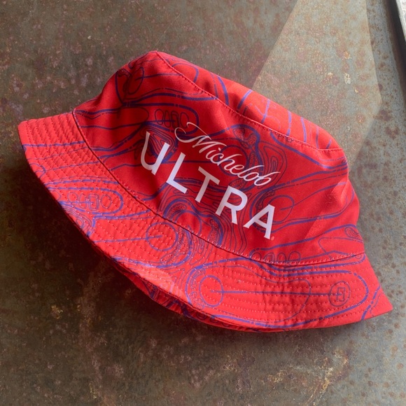 Michelob Other - Michelob Ultra PromotionalRed Reversible Bucket Hat with Blue Golf Course Print